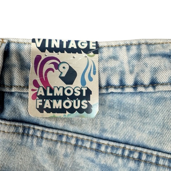 Almost Famous Vintage Flare Jeans Size 9 Blue Acid Wash Patch Distressed - Picture 8 of 16